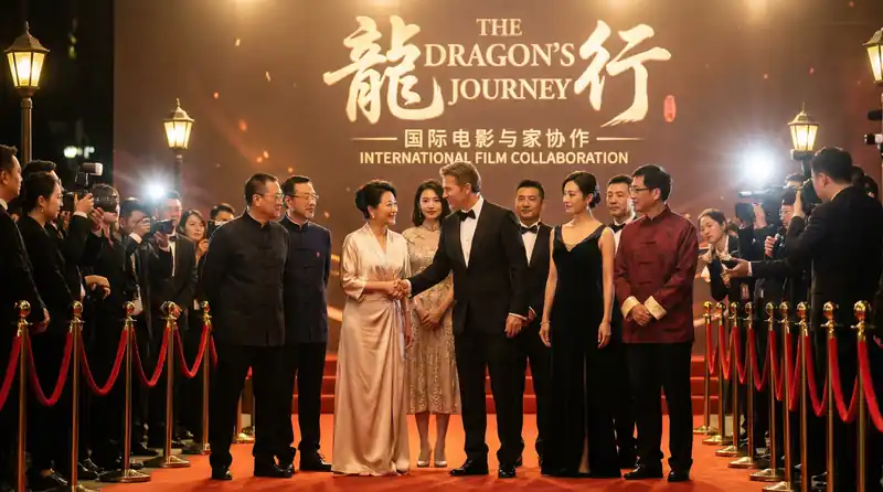 情深叉喔国际电影首映红毯活动，中外影星盛装出席合影留念